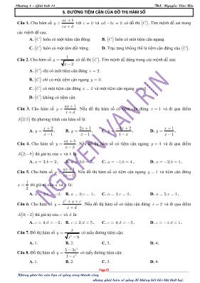Bài tập trắc nghiệm Giải tích Lớp 12 - Bài 3 Đường tiệm cận của đồ thị hàm số - Nguyễn Văn Rin